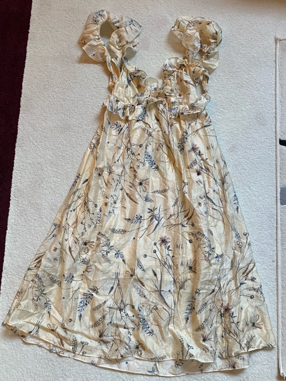 NWT H&M Women’s Yellow Maxi Dress With Ruffles - Feminine Spring Floral Pattern